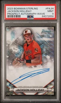 2023 Bowman Sterling Jackson Holliday Prospect Auto Wave /125 PSA 9 - Image 1 of 2