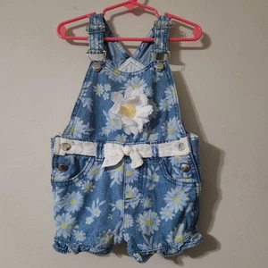 Combinaison petite lass denim floral taille 3T coton tenue bambin imprimé marguerite - Photo 1/3