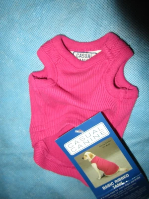 Camisa sin mangas informal canina frambuesa perro cachorro camisa básica acanalada taza de té 6" Foto 1 de 4