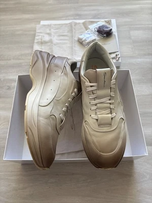 $980 Nuevas Tenis Auténticas SANTONI Cuero de Lujo para Hombre Reino Unido 10 EE. UU. 11 Foto 1 de 4