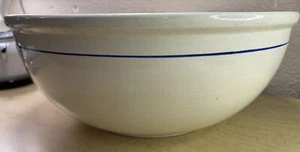 Large Vintage Orchard Earthen Ware Country Serving Bowl Blue Band Cream Pottery - Picture 1 of 21