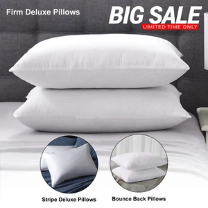 Large Soft Pillows Bounce Back Memory Foam Firm Deluxe Striped Pillows Pack Of 2 - Picture 1 of 46