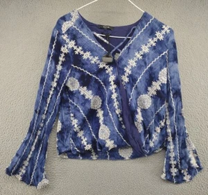 Miss Me Women's Linen Long Sleeve Tie Dye Embroidered Shirt Size Large NEW READ - Picture 1 of 12