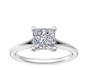 2 Ct Princess IGI Certified Lab Grown Diamond Engagement Rings 14K White Gold - Picture 1 of 9