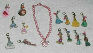 BUNDLE AUTHENTIC DISNEY PARKS NECKLACE & CHARM BRACELET RHINESTONE PRINCESS GIFT - Picture 1 of 4