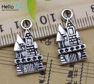 Ciondolo ciondolo in lega all'ingrosso retrò creazione gioielli fai da te CASTELLO DELLE FIABE 21x11 mm - Foto 1 di 2