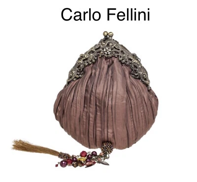 Carlo Fellini mocha brown silk clutch - Image 1 of 4