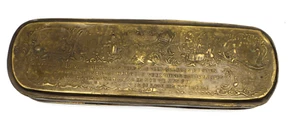 Caja de tabaco holandesa c. 1770 "AMÉRICA" viñeta ornamentada / Evangelio de Lucas 5 - Imagen 1 de 13