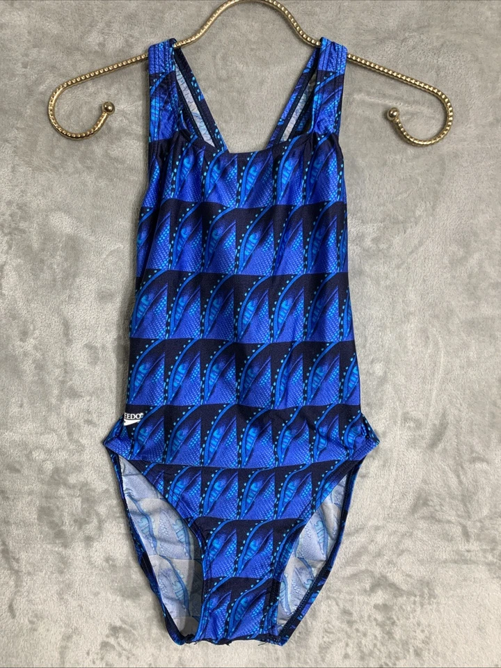 Traje de baño Speedo de colección para mujer talla 34/10 azul geométrico de una pieza espalda deportiva años 90 EE. UU. Foto 1 de 4