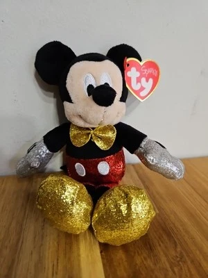 Peluche TY Disney Sparkle 7 en Beanie Buddy MICKEY MOUSE NUEVO CON ETIQUETAS Foto 1 de 4