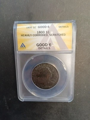 1800 Draped Bust Large Cent ANACS GOOD 6 - Image 1 of 4