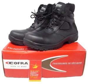 Cofra Men's Police Boots Black Leather Work Wear Steel Toe Size UK10 K6C - Picture 1 of 13