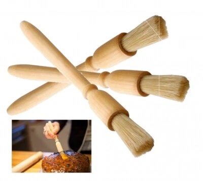 3 x Pastry Brush With Natural Bristles For Glazing & Baking Glazing Oiling  - Image 1 of 4