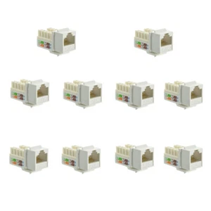 Keystone Jack Cat 6 Network Ethernet 110 Punchdown 8P8C Cat6 White 10 PCS - Picture 1 of 6