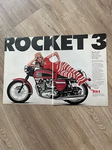 1969 BSA ROCKET 3 750cc Motorrad Printwerbung ~ Man who's man enough sexy girl - Bild 1 von 1
