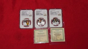 2010 2011 Niue $2 Cartoon Characters 3 coin set Silver Coin NGC PF69  COA - Picture 1 of 3