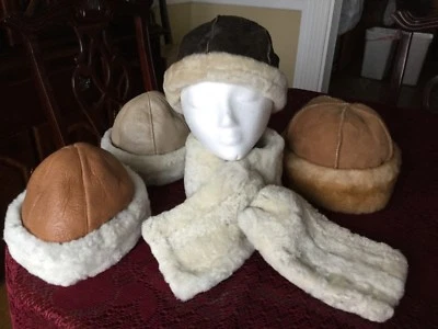 SOMBRERO DE PIEL DE OVEJA DE CUERO, FRIJOL REDONDO 22-23” S/M Elige Color Marrón o Castaño Foto 1 de 4