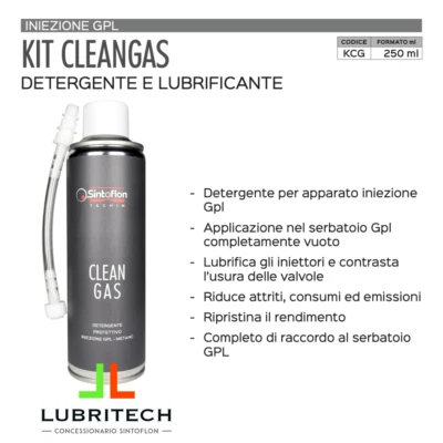 Sintoflon KIT CLEANGAS raccordo + Spray detergente e protettivo iniezione GPL