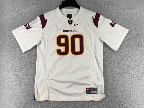 Nike ASU Arizona State Sun Devils Jersey Mens Large White Red #90 Football PT.42 Cover