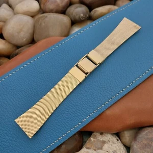 Vintage Tab-End Duchess USA Yellow Gold rgp Mesh Unused 1970s Classic Watch Band - Picture 1 of 7