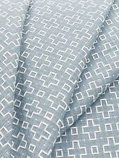 Schumacher Geometric Upholstery Fabric- Scout Embroidery / Sky 4.85 yds 73563
