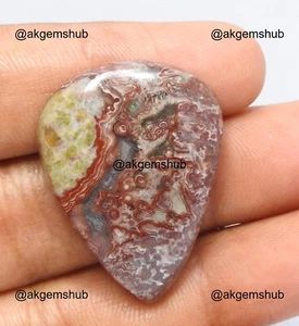 34.00 Cts Natural Pear Crazy Lace Agate Cabochon Necklace Making 32x24x6 mm - Picture 1 of 8