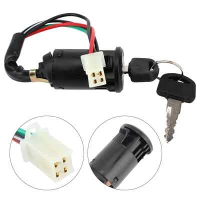 4 Wire Motorcycle Ignition Switch Key Set Motorcycle Entry Starter Electric Key - Image 1 of 4
