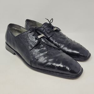 Studio Belvedere Shoes Mens 13 Black Ostrich Leather Square Toe Dress