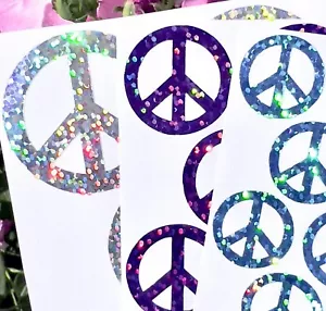 ¡Calcomanías adhesivas holográficas con brillo para signo de paz! - ¡Elige una talla y color! - Imagen 1 de 3