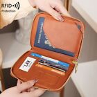 RFID Zipper Passport Bag Solid Color ID Card Holder Travel Storage Bag