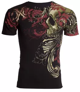 Camiseta para hombre Xtreme Couture Affliction TELEFUS calavera negra tatuaje motociclista S-5XL - Imagen 1 de 8