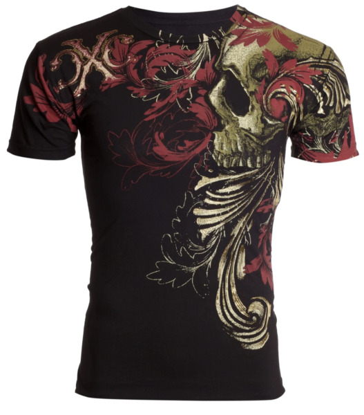 Xtreme Couture Affliction Men&#039;s T-Shirt TELEPHUS Skull Black Tattoo Biker S-3XL