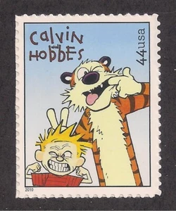 CALVIN & HOBBES - CÓMICS DE SUNDAY FUNNIES - SELLO POSTAL DE EE. UU. - COMO NUEVO - Imagen 1 de 2