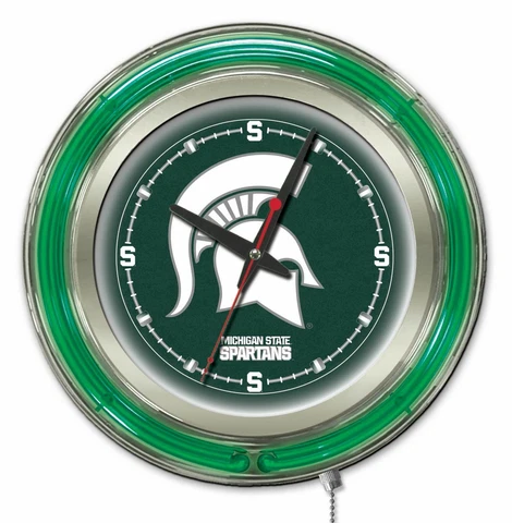 Michigan State University Clock w/ Double Neon Ring Cover