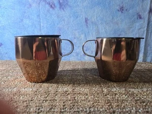 2 Starbucks 2014 Faceted Stainless Steel Copper 14 Oz Mug with Lids - Picture 1 of 12