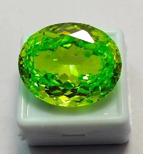 Certified 101.21 Ct Natural Oval Cambodian Green Zircon Loose Gemstone - Picture 1 of 7