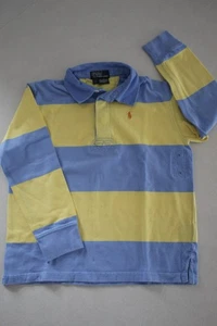 RALPH LAUREN Boy's Long Sleeve Blue & Yellow Rugby Shirt size 7 - Picture 1 of 3