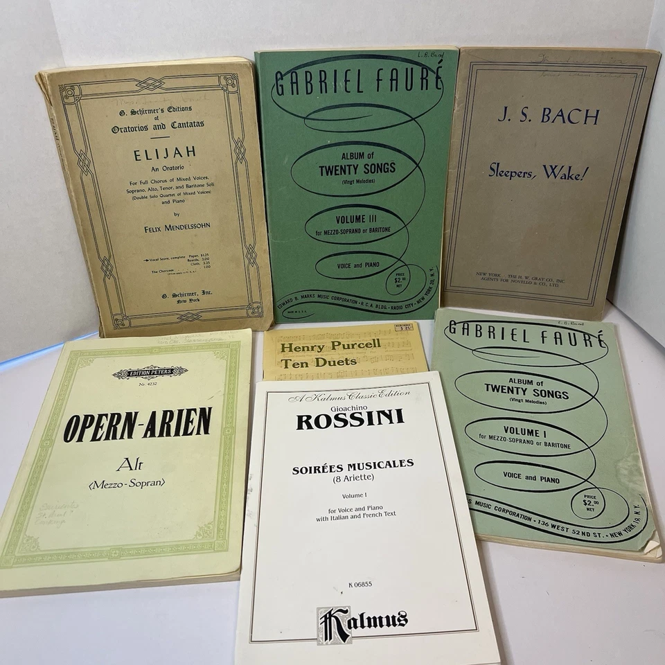 Lote 8 Partituras Vintage Vocales y Piano Fauré Bach Mendelssohn Mezzo Barítono Foto 1 de 4