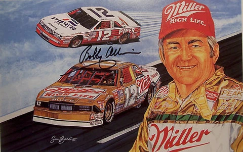 1988 BOBBY ALLISON "SIGNED" MILLER HIGH LITE PIPER #12 SAM BASS NASCAR POSTCARD Cover