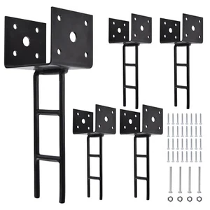 Pack U Shape Post Anchor 4"x 4" Post Base for Concrete Galvanized 4"x 4" 4 Pack - Picture 1 of 7