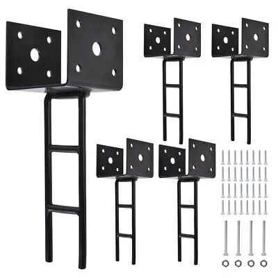 Pack U Shape Post Anchor 4"x 4" Post Base for Concrete Galvanized 4"x 4" 4 Pack - Image 1 of 4