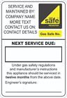 20 Appliance Next Service Danger Warning Gas Safe Stickers Unsafe Label Gas Safe