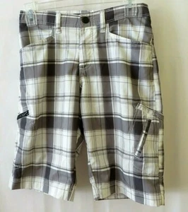Lee Plaid Cargo Shorts Adjustable Waist Polyester Brown Plaid Size 12R #11211 - Picture 1 of 4