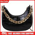 Vintage Women Alligator Pattern Chain Crossbody Bag Hobos Handbags (Black)