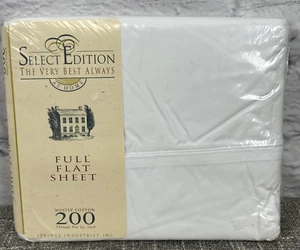 Select Edition Vintage Full Flat Sheet White USA Deadstock Bedding Cotton Blend - Picture 1 of 6