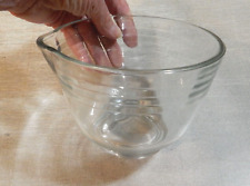 Vintage Glasbake Glass Batter Mixing Bowl 6-1/2" Pour Spout Ringed Clear 1 Quart