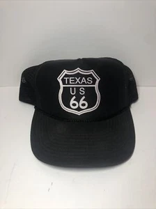 Vintage Texas US Route 66 Highway Rope Snapback mesh black Hat Adjustable foam - Picture 1 of 11