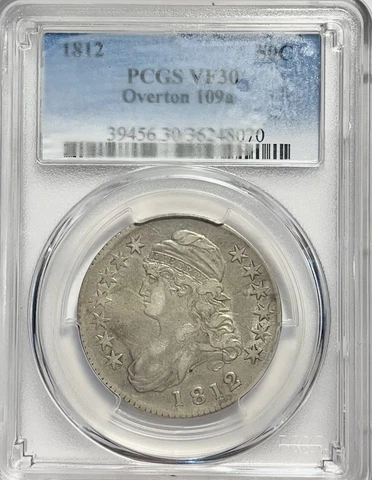 1812 Capped Bust Half Dollar PCGS VF30 Overton 109a Cover