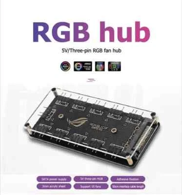 10 RGB / ARGB Strip Controller Hub Splitter for Desktop Computer PC 5v 3pin ARGB - Image 1 of 4