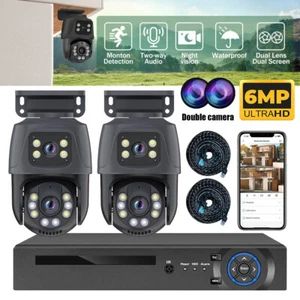6MP POE Security Camera System 2Pcs PTZ Home Outdoor PTZ Wired Security Camera - Picture 1 of 15